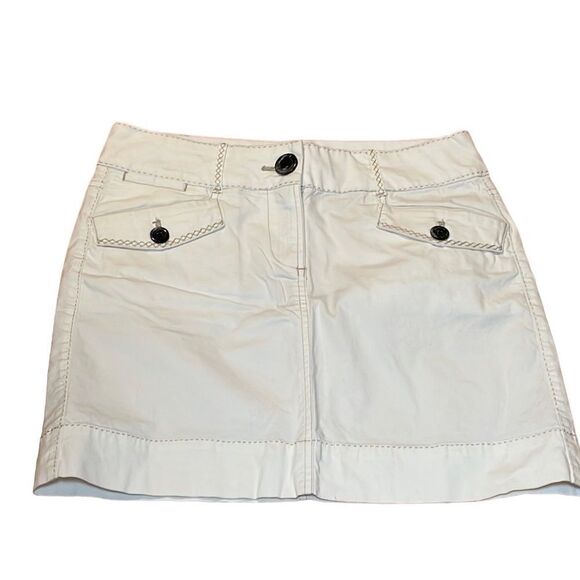 White House Black Market White Miniskirt, stretchy denim skirt, 4 - Picture 1 of 8